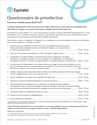 Télécharger la page couverture du document Questionnaire de préselection – Assurance maladies graves ÉquiVivre<sup>MD</sup> .